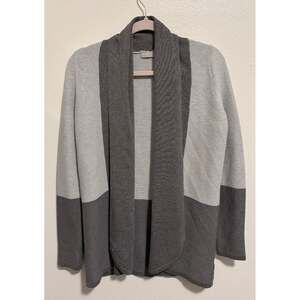 Evolution by Cyrus Soft Gray Color Blocked Cardigan Sweater Small